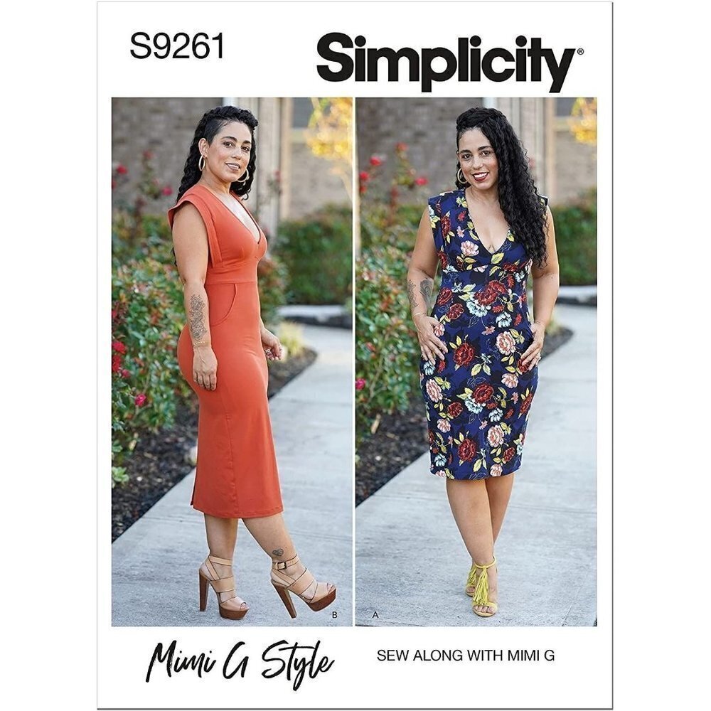 Simplicity Sewing Pattern 9261 Mimi G Knit Dress Womens‎ Size 6-14 Uncut V-Neck
